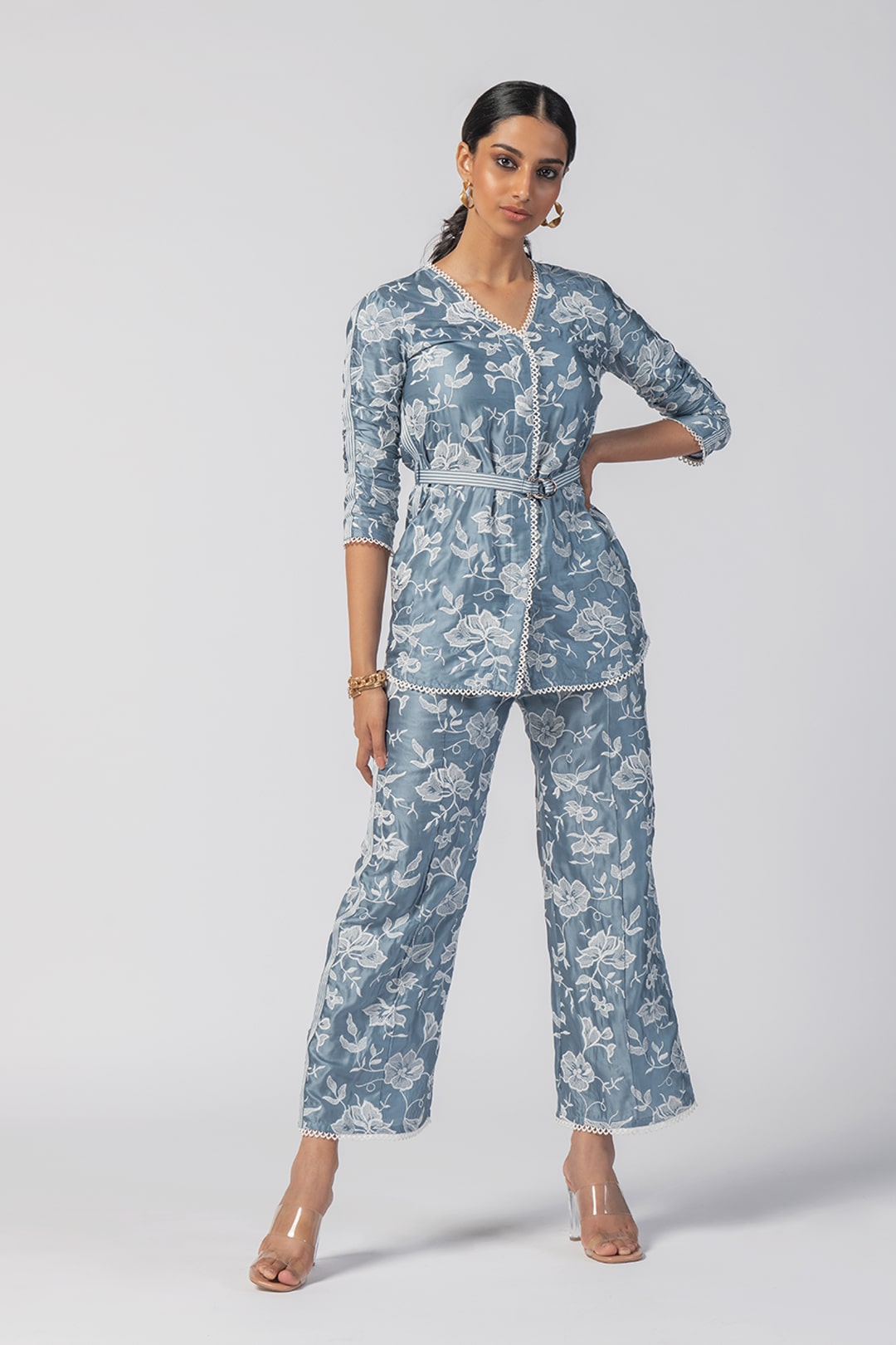 Mulmul Cupro Caroline Blue Pant