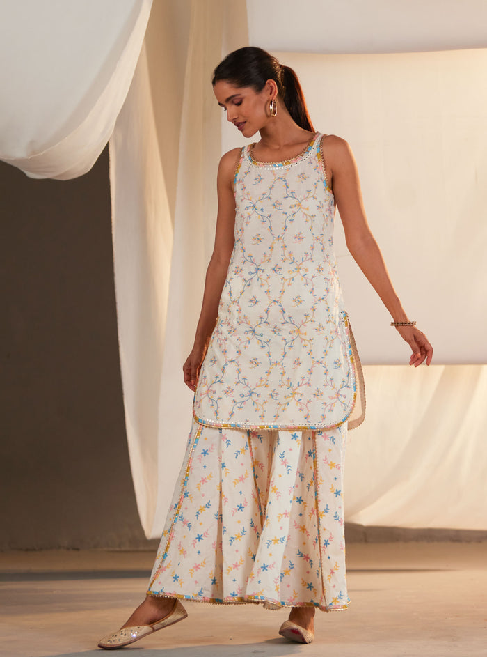 Mulmul Supima Cotton Makayla Off White Kurta