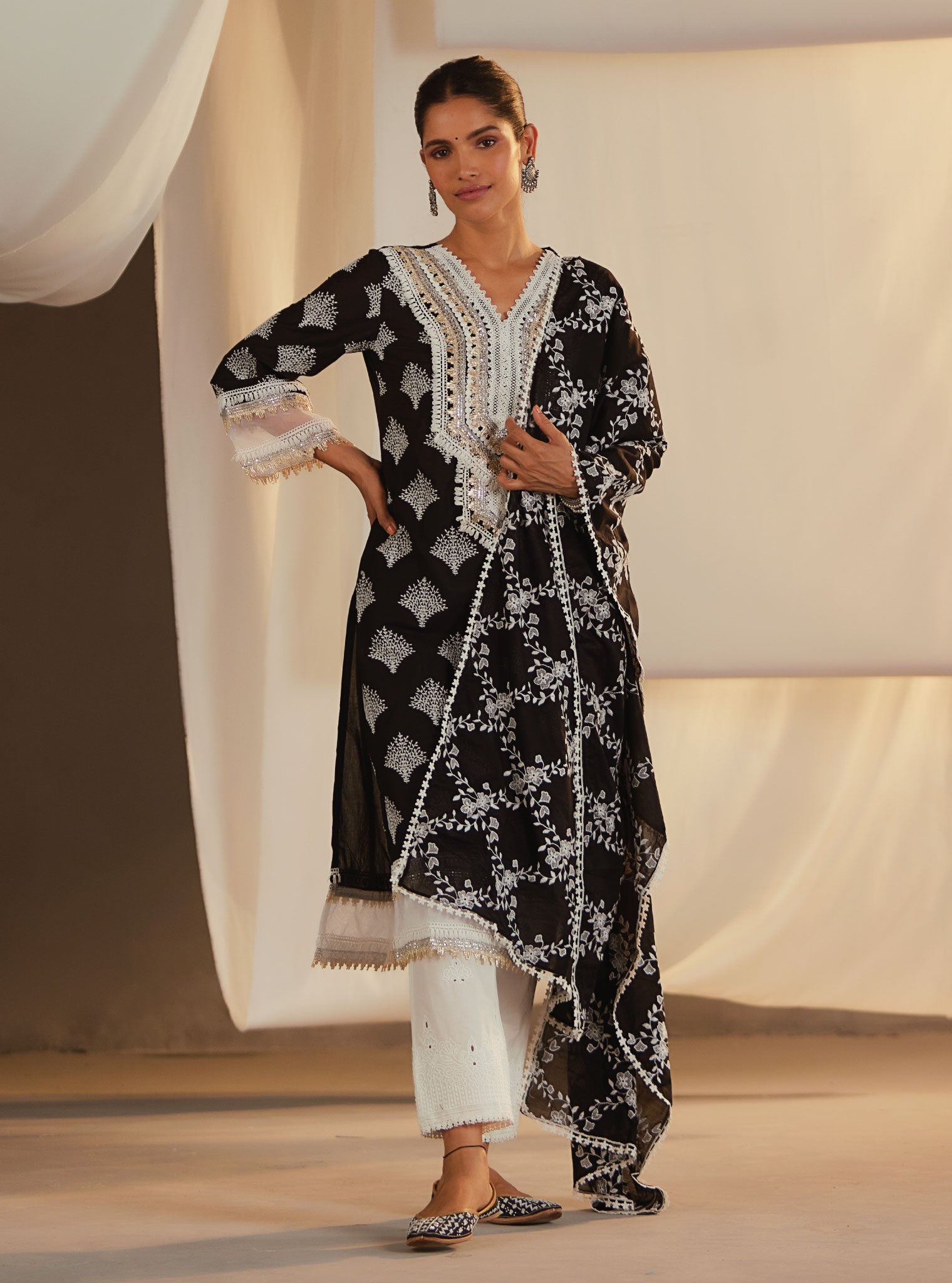 Maple Supima Cotton Gota Diagonal Kurta Set